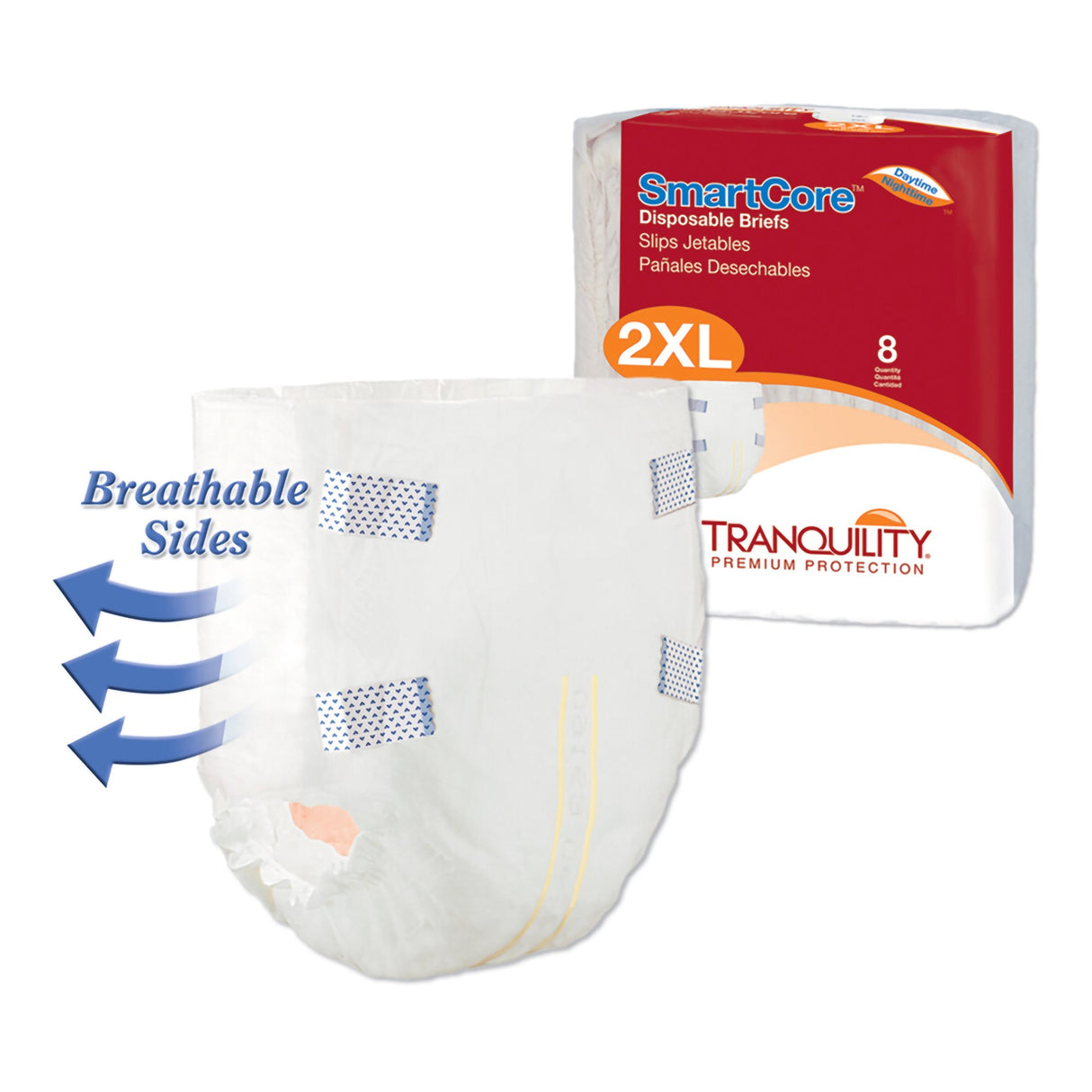 Unisex Adult Incontinence Brief Tranquility SmartCore™ 2X-Large Disposable Heavy Absorbency - BeHope