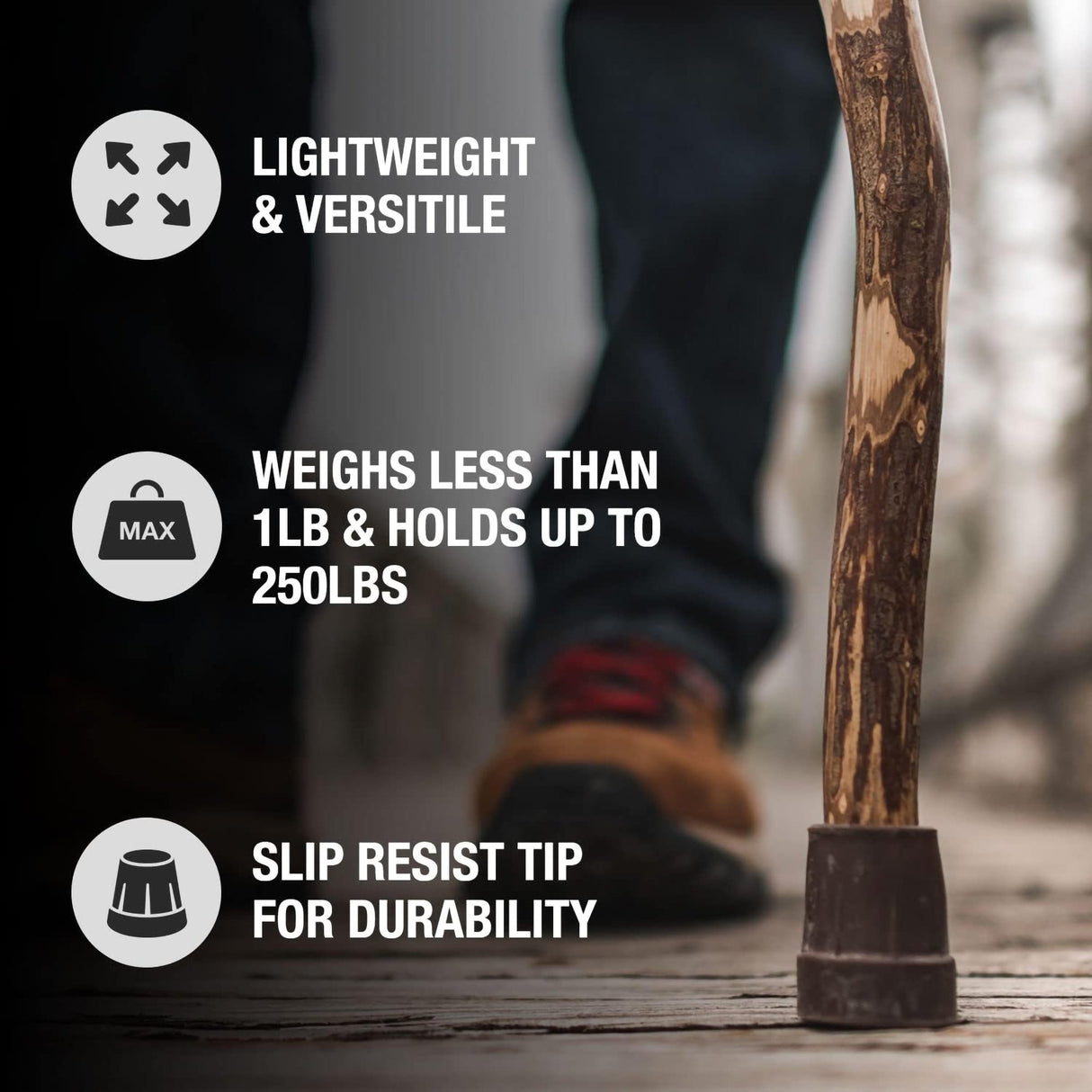 Walking Stick Brazos™ Free Form Wood 48 Inch Height Ironwood - BeHope