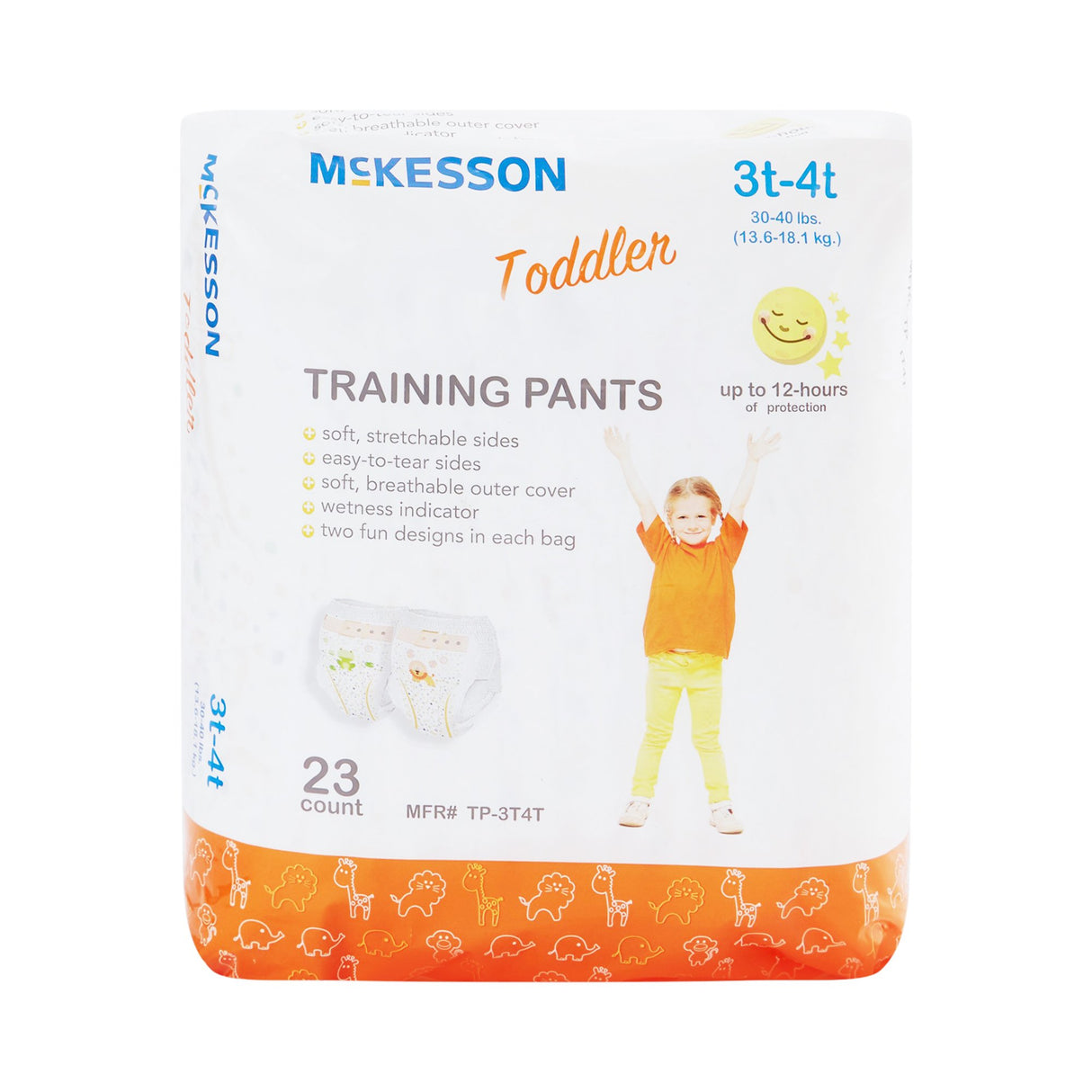 Unisex Toddler Training Pants McKesson Pull On with Tear Away Seams Size 3T to 4T Disposable Heavy Absorbency - BeHope