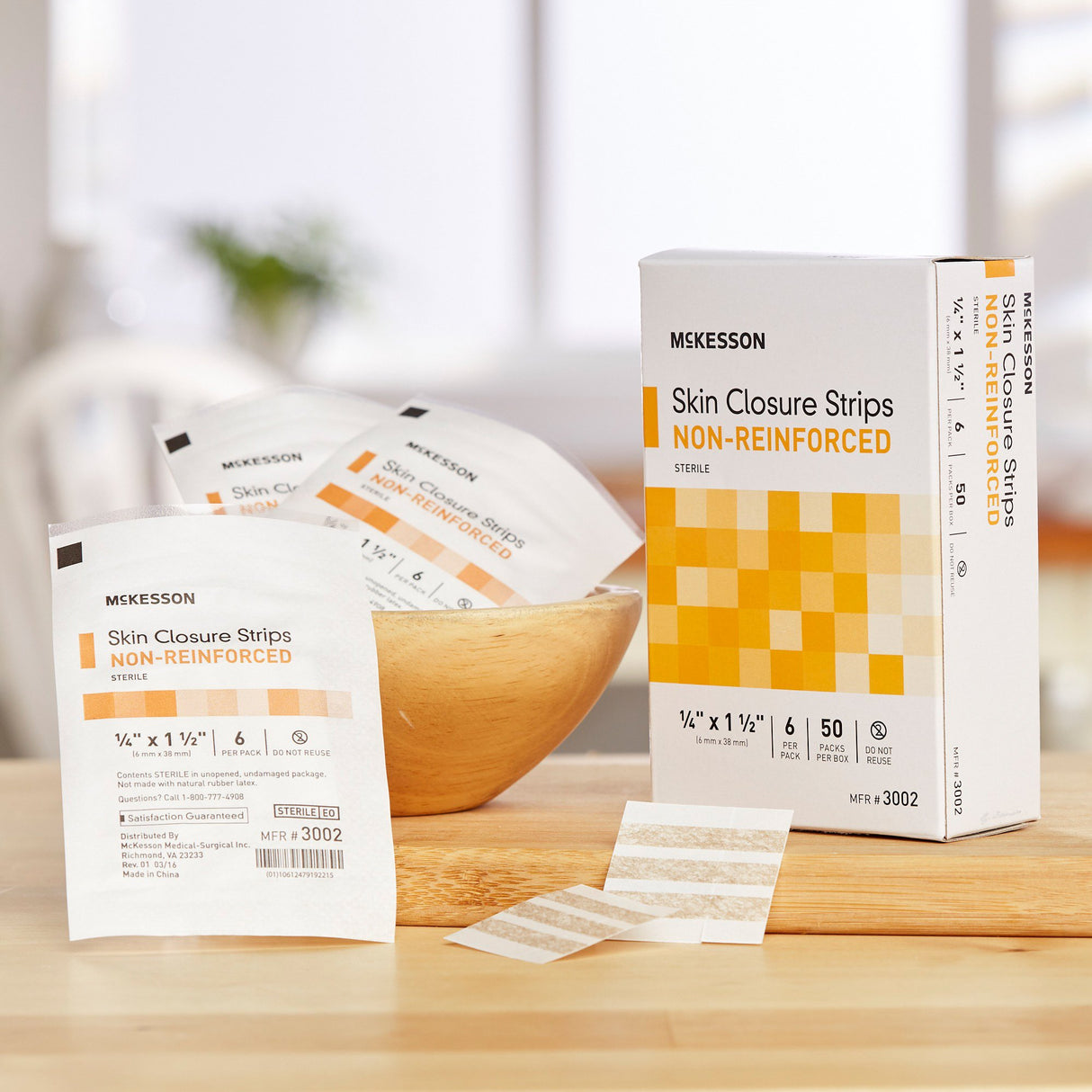 Skin Closure Strip McKesson 1/4 X 1-1/2 Inch Nonwoven Material Flexible Strip Tan - BeHope