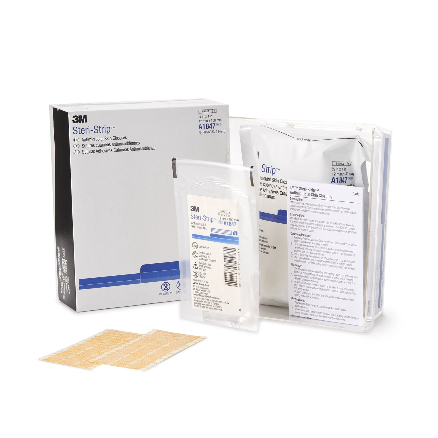 Antimicrobial Skin Closure Strip Steri-Strip™ Antimicrobial 1/2 X 4 Inch Nonwoven Material Reinforced Strip Tan - BeHope