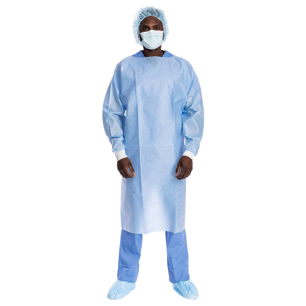 Protective Procedure Gown Halyard One Size Fits Most Blue NonSterile Not Rated Disposable - BeHope