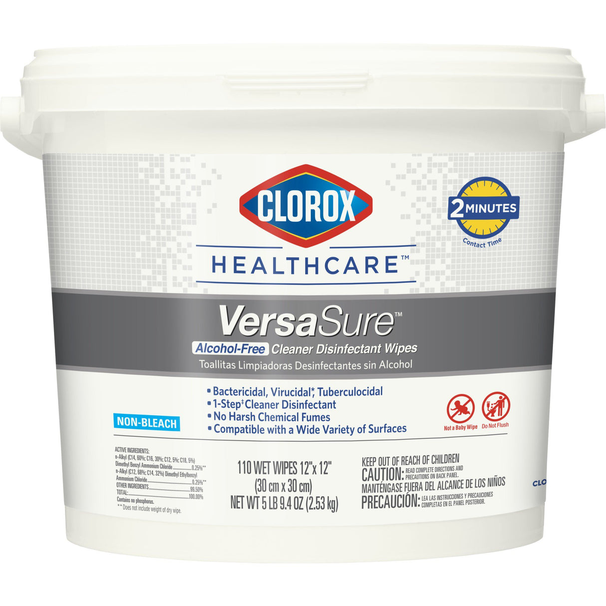 Clorox Healthcare VersaSure Surface Disinfectant Cleaner Premoistened Quaternary Based Manual Pull Wipe 110 Count Pail Scented NonSterile - BeHope