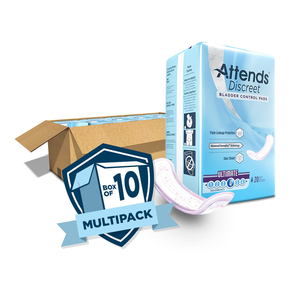 Bladder Control Pad Attends® Discreet 15 Inch Length Heavy Absorbency Polymer Core One Size Fits Most - BeHope