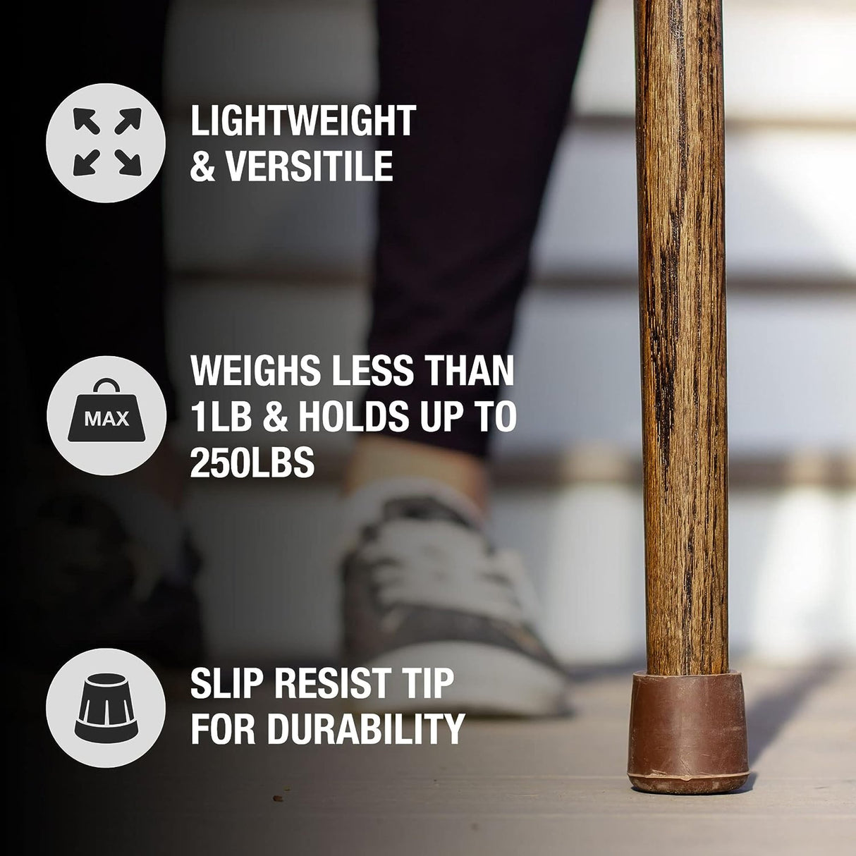 Round Handle Cane Brazos™ Twisted Wood 37 Inch Height Brown Oak - BeHope