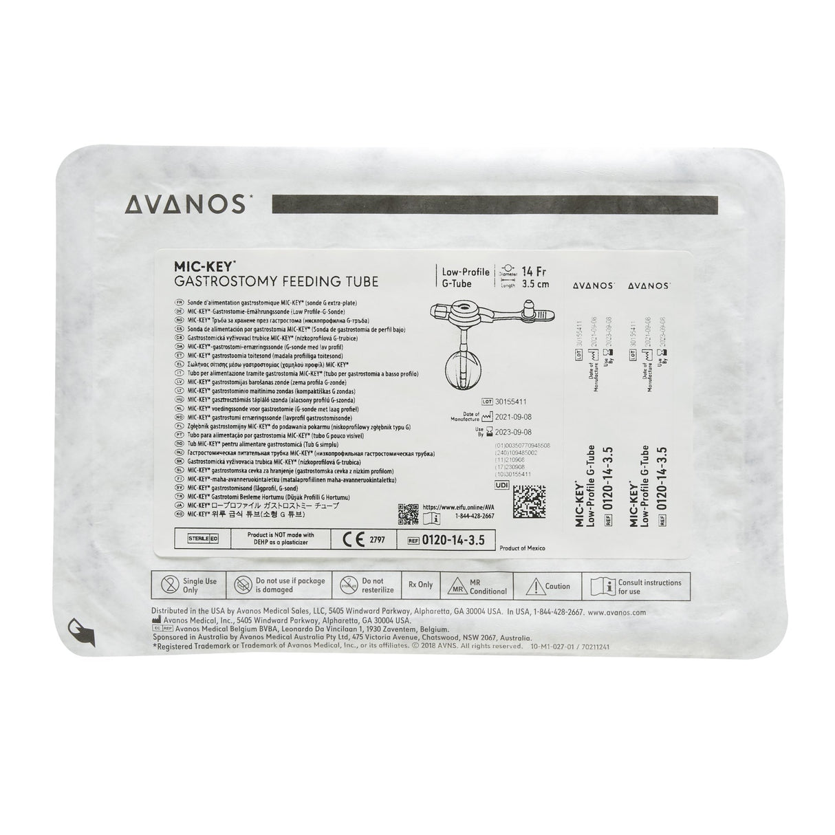Low Profile Gastrostomy Tube Kit MIC-Key® 14 Fr. 3.5 cm Tube Silicone Sterile - BeHope