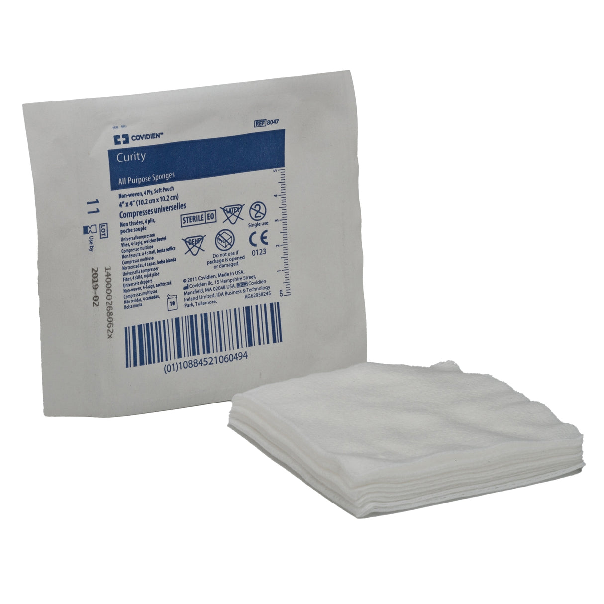 Nonwoven Sponge Curity™ 4 X 4 Inch 4-Ply Sterile 10 per Pouch - BeHope