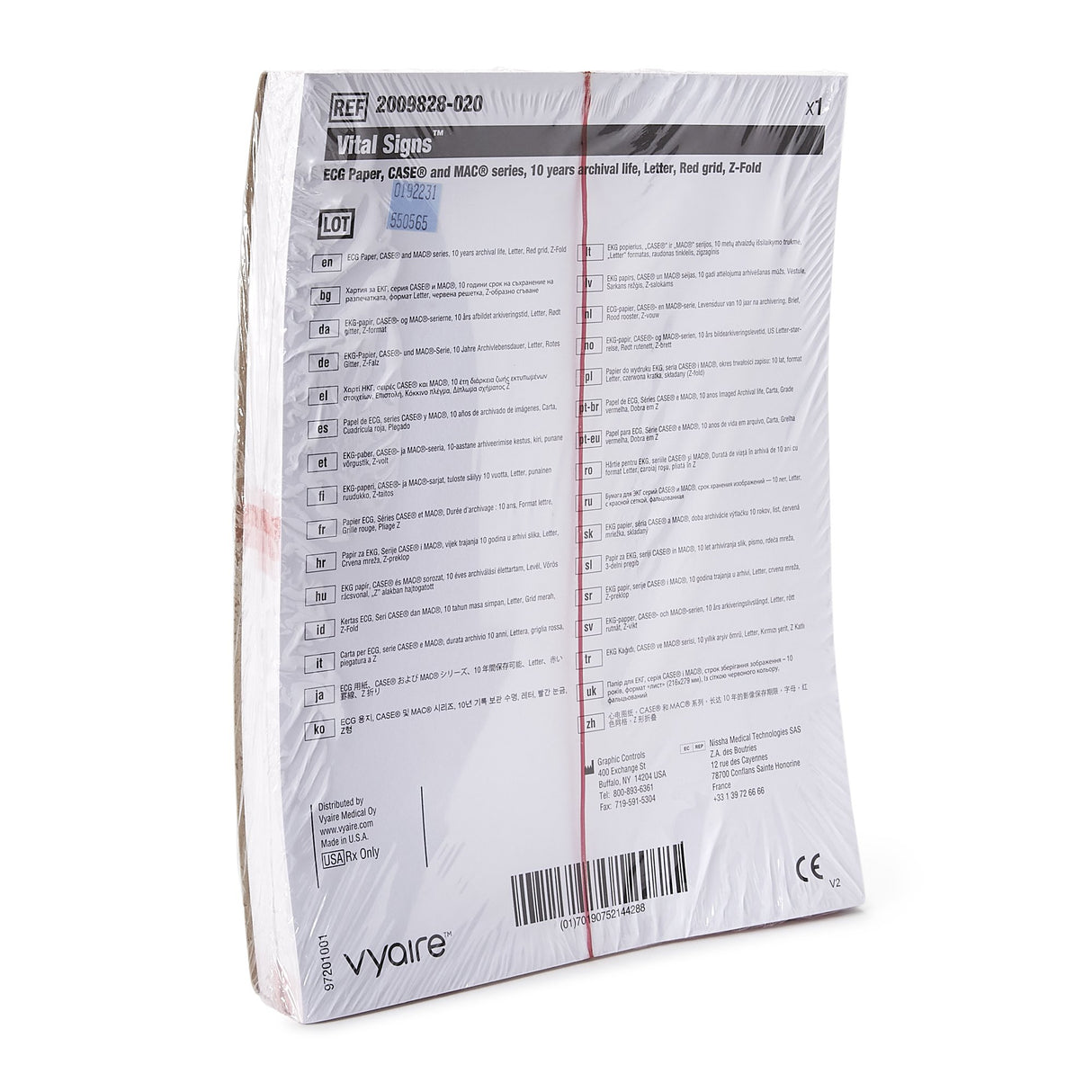 Recording Chart Paper Vital Signs® Z-Fold Red Grid - BeHope