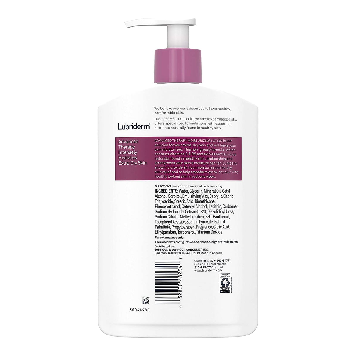 Hand and Body Moisturizer Lubriderm® Advanced Therapy 16 oz. Pump Bottle Unscented Lotion - BeHope