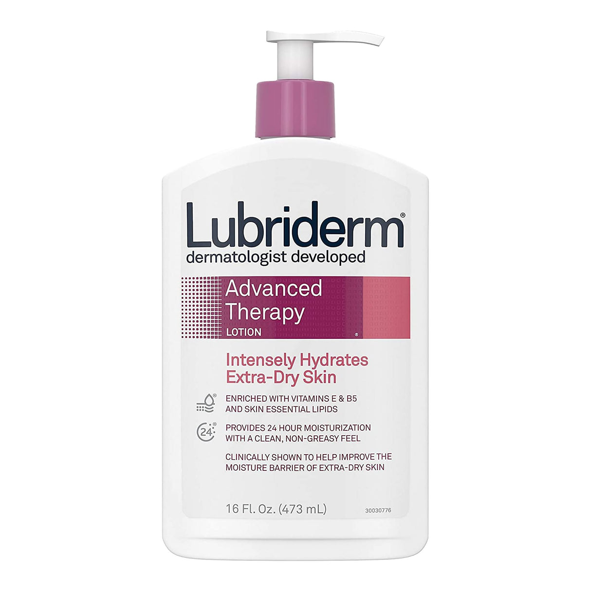 Hand and Body Moisturizer Lubriderm® Advanced Therapy 16 oz. Pump Bottle Unscented Lotion - BeHope