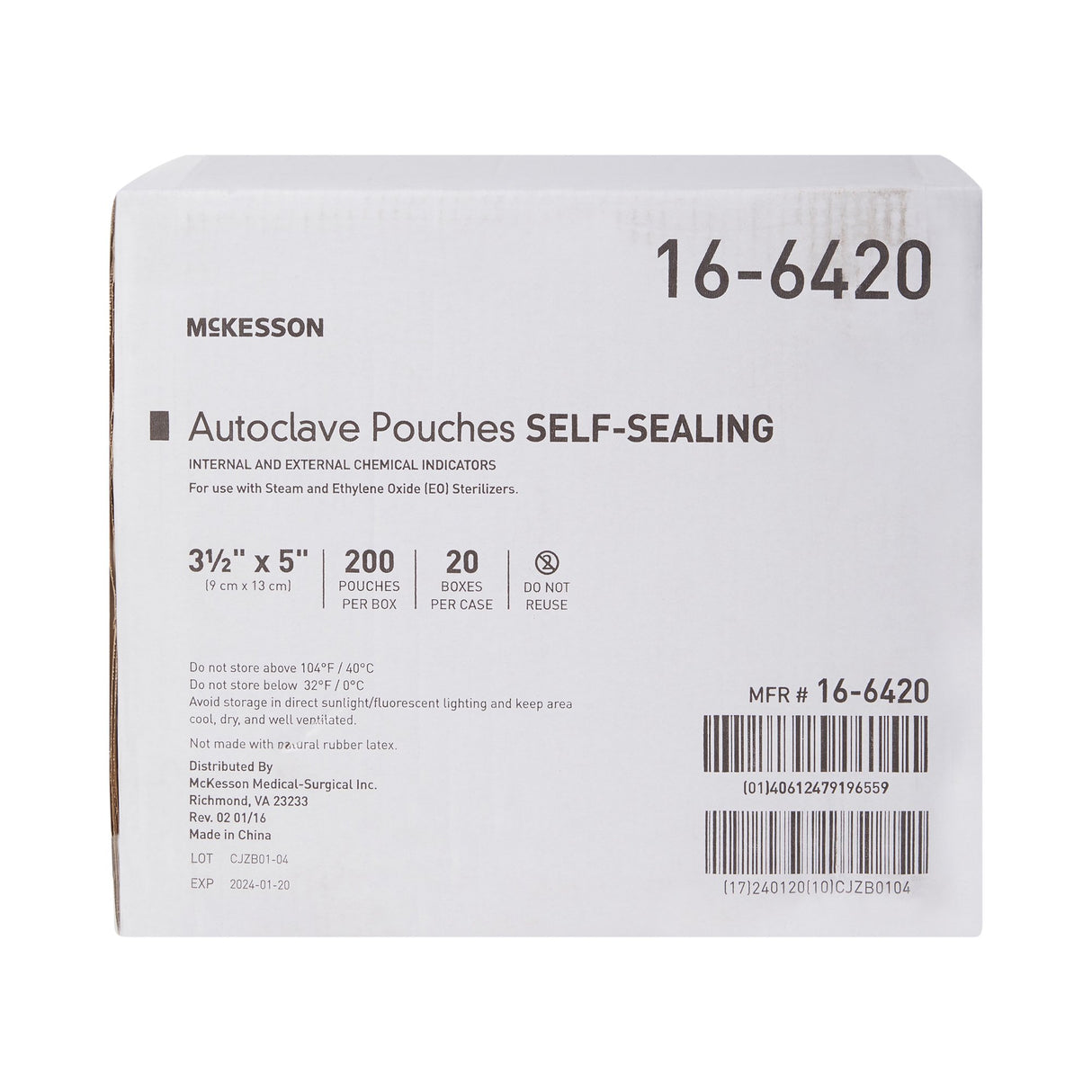 Sterilization Pouch McKesson Ethylene Oxide (EO) Gas / Steam 3-1/2 X 5 Inch Transparent Blue / White Self Seal Paper / Film - BeHope