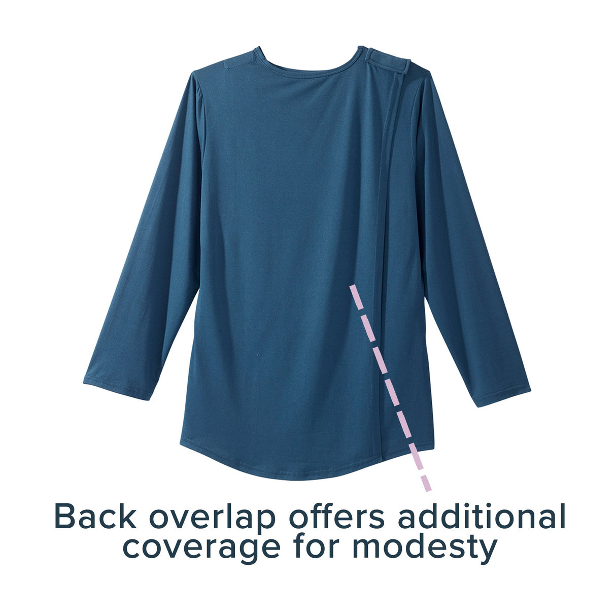Adaptive Shirt Silverts® Large Navy Blue Without Pockets Long Sleeve Female - BeHope