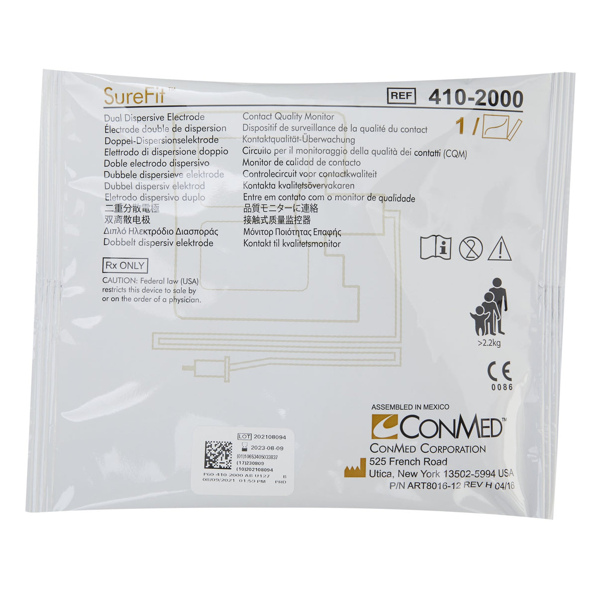 Patient Return Electrode SureFit™ Split Corded - BeHope