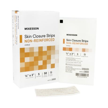 Skin Closure Strip McKesson 1/8 X 3 Inch Nonwoven Material Flexible Strip Tan - BeHope