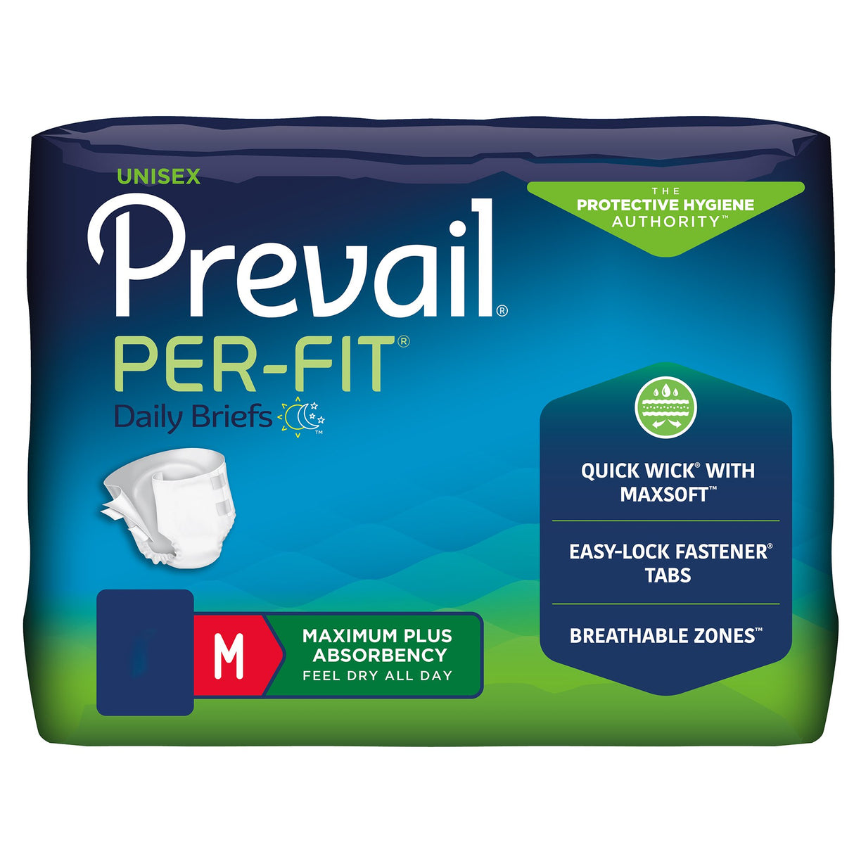 Unisex Adult Incontinence Brief Prevail® Per-Fit® Maximum Plus Medium Disposable Heavy Absorbency - BeHope