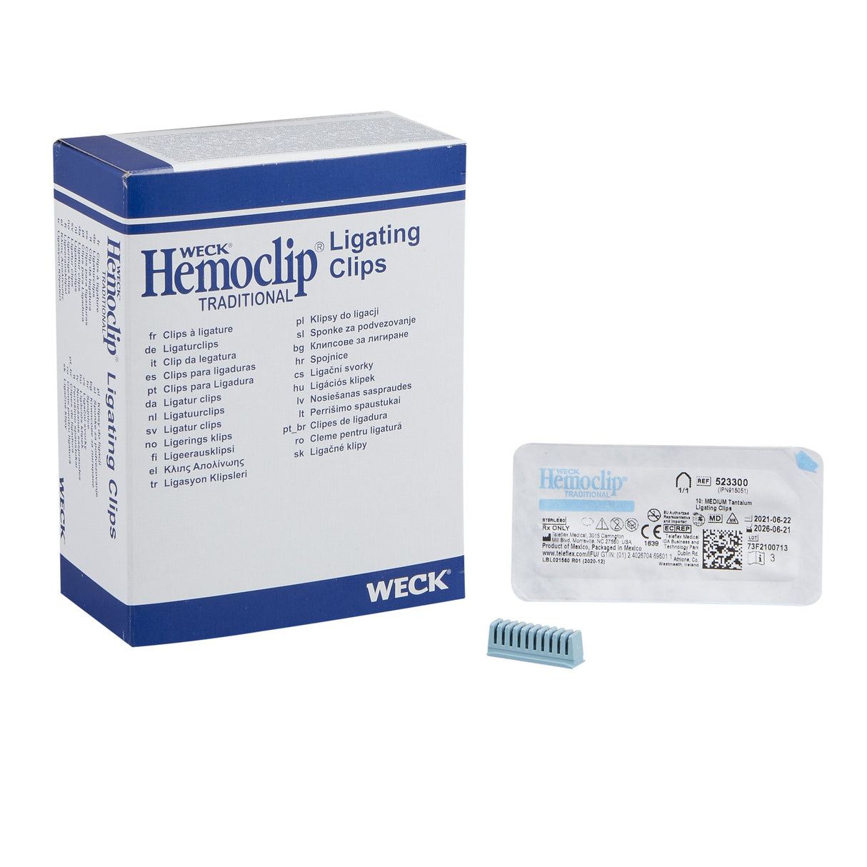 Traditional Style Ligating Clip Hemoclip® Tantalum Medium Blue Clip 10 Clips - BeHope