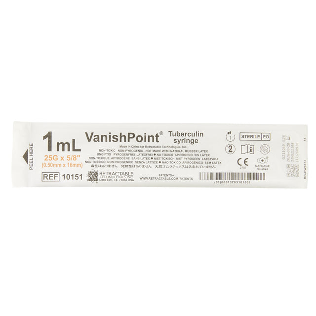 Safety Tuberculin Syringe Vanishpoint® Retractable Safety Needle - BeHope