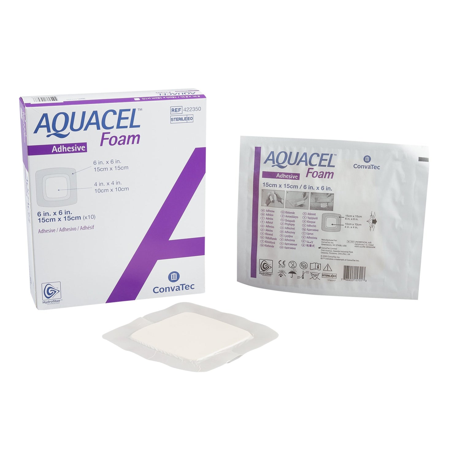 Foam Dressing Aquacel® 6 X 6 Inch With Border Waterproof Film Backing Silicone Adhesive Square Sterile - BeHope