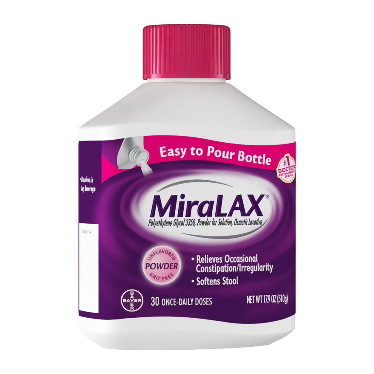 Laxative MiraLAX® Powder 17.9 oz. 17 Gram Strength Polyethylene Glycol 3350 - BeHope