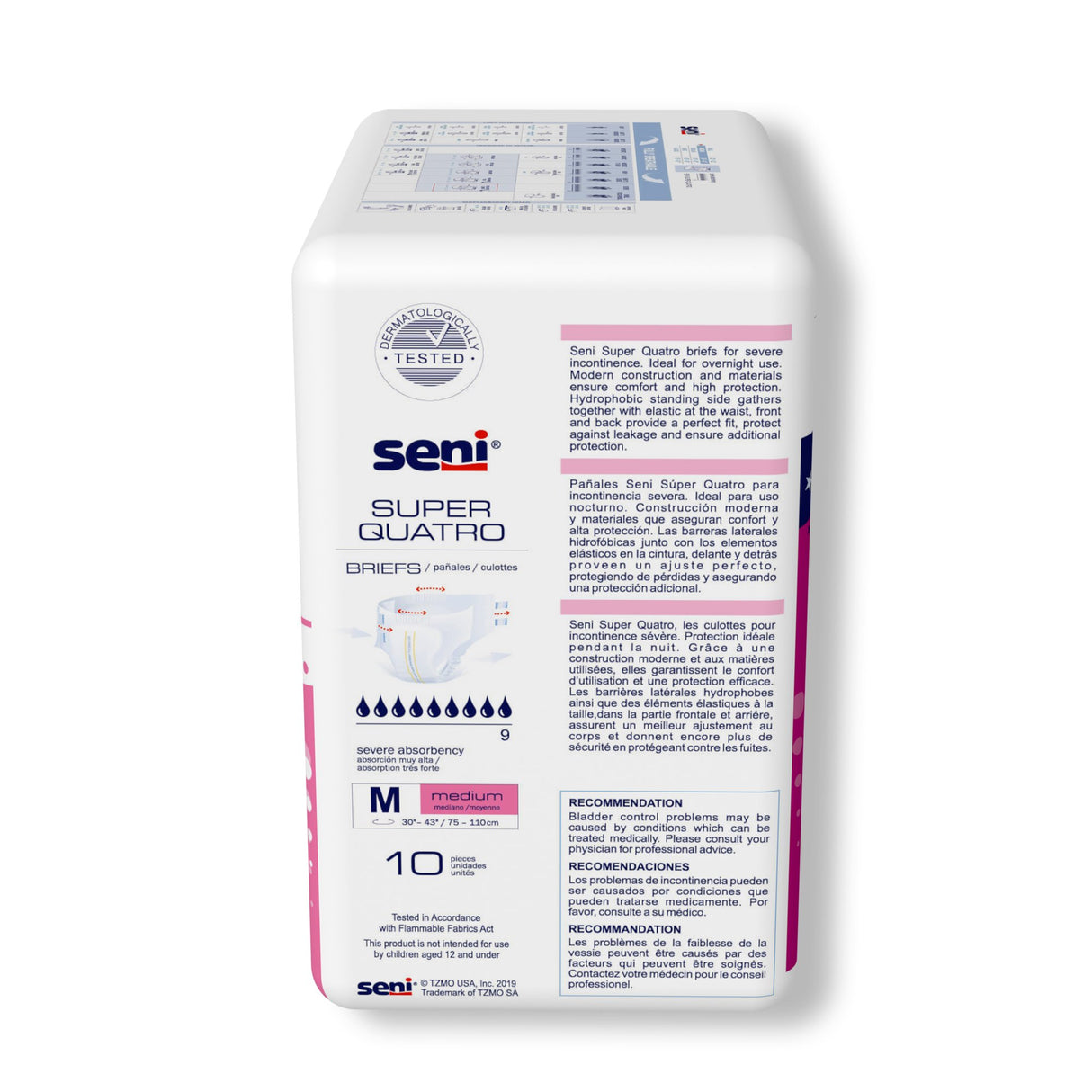 Unisex Adult Incontinence Brief Seni® Super Quatro Medium Disposable Heavy Absorbency - BeHope