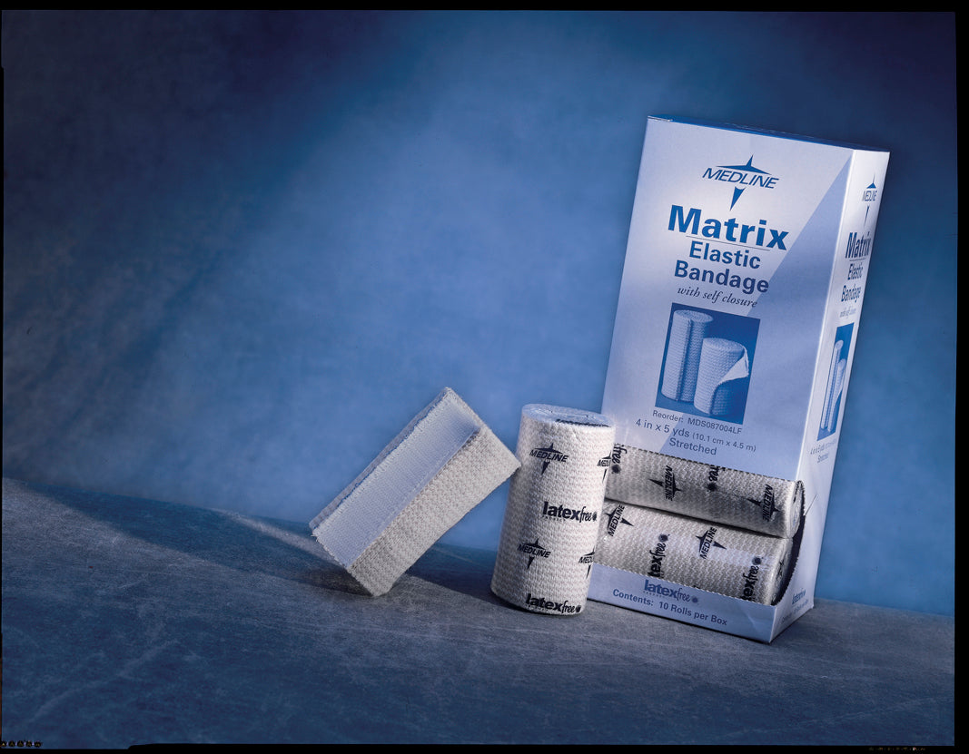 Elastic Bandage Matrix 4 Inch X 5 Yard Double Hook And Loop Closure Natural Sterile Medium Compression