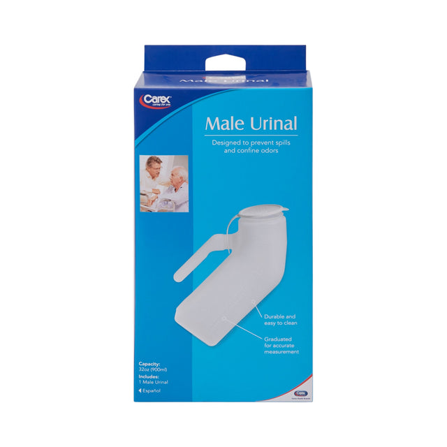 Male Urinal Carex® with Spill-Preventing Lid and Sturdy Grip - BeHope