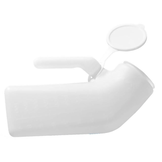 Male Urinal Carex® with Spill-Preventing Lid and Sturdy Grip - BeHope