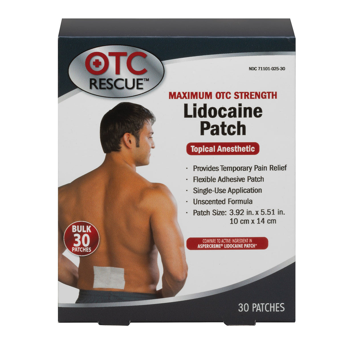 Topical Pain Relief OTC RESCUE 4% Strength Lidocaine Patch 30 per Box - BeHope