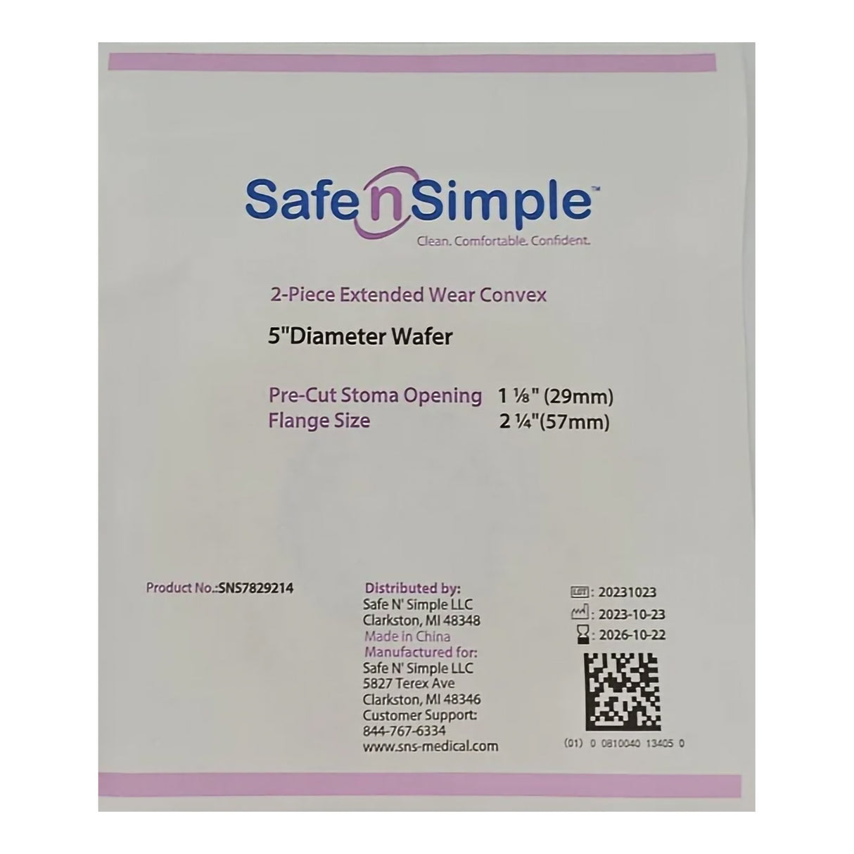 Ostomy Barrier Precut, Extended Wear Adhesive Tape Collar 57 mm Flange Red Code System 1-1/8 Inch Opening 5 X 5 Inch - BeHope