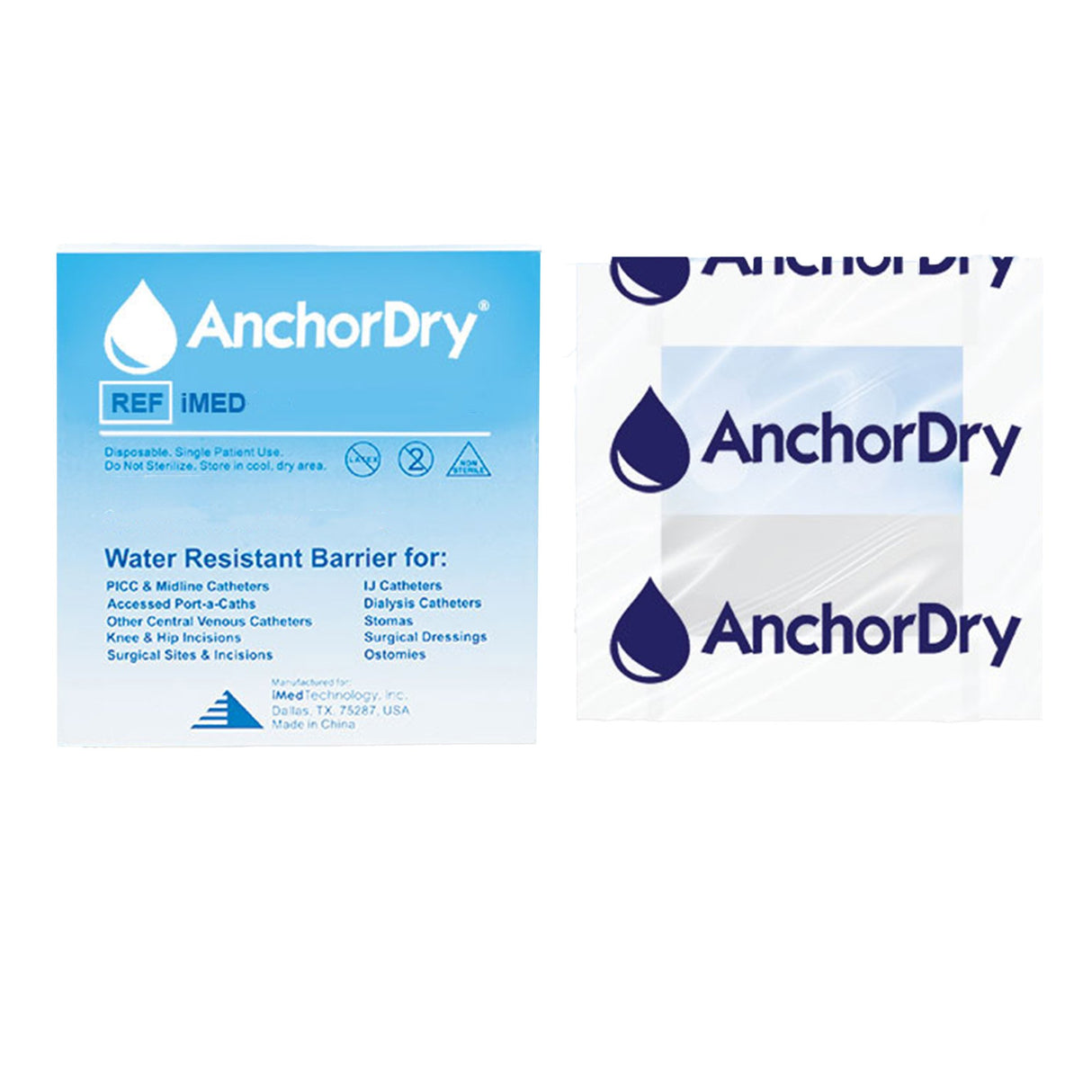 IV Site Barrier Protector AnchorDry™ 7 X 7 Inch NonSterile - BeHope