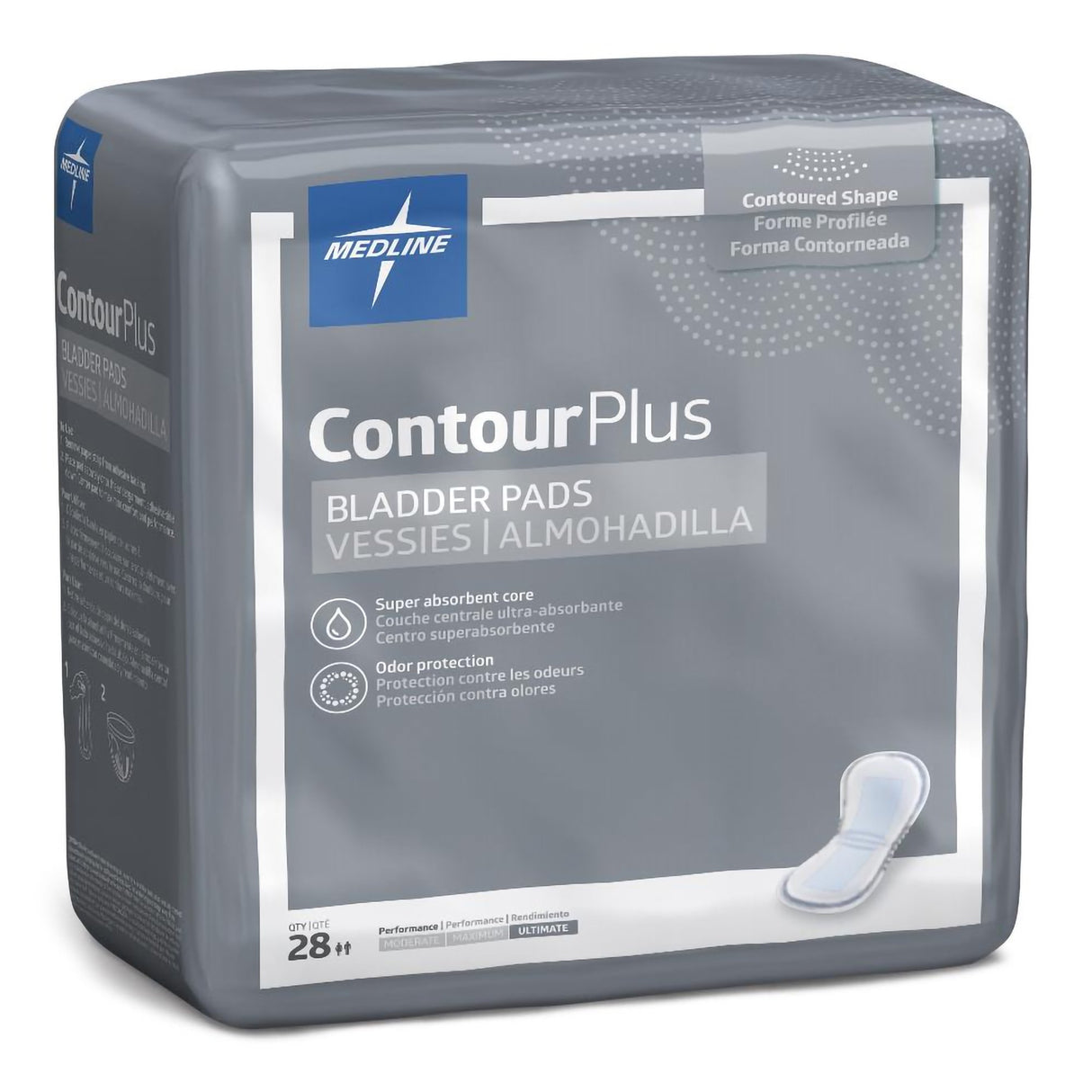 Bladder Control Pad Contour Plus Ultimate 8 X 17 Inch Heavy Absorbency Super Absorbent Core One Size Fits Most - BeHope