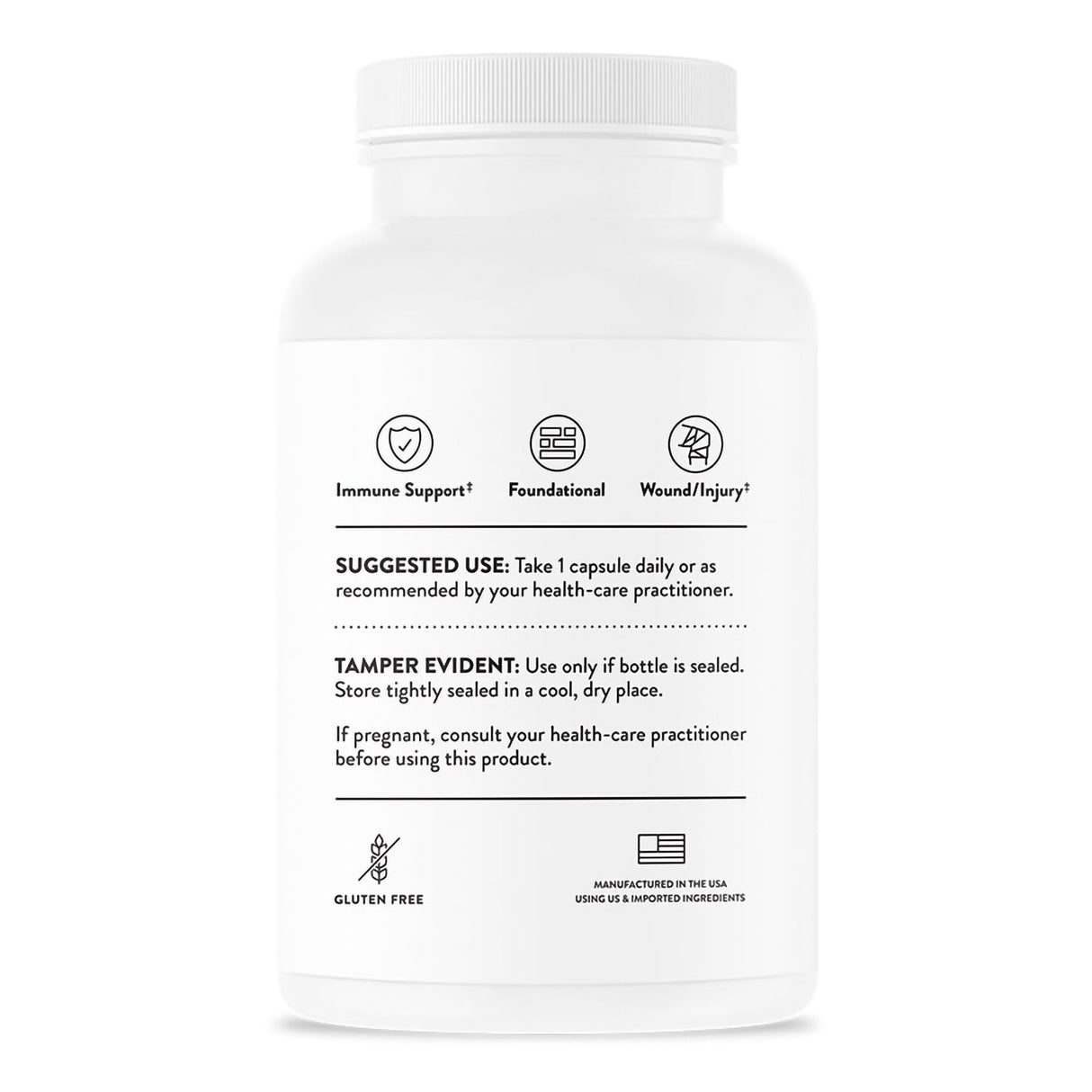 Vitamin C Supplement THORNE Ascorbic Acid Vitamin C 1 Gram Strength Capsule 60 per Bottle