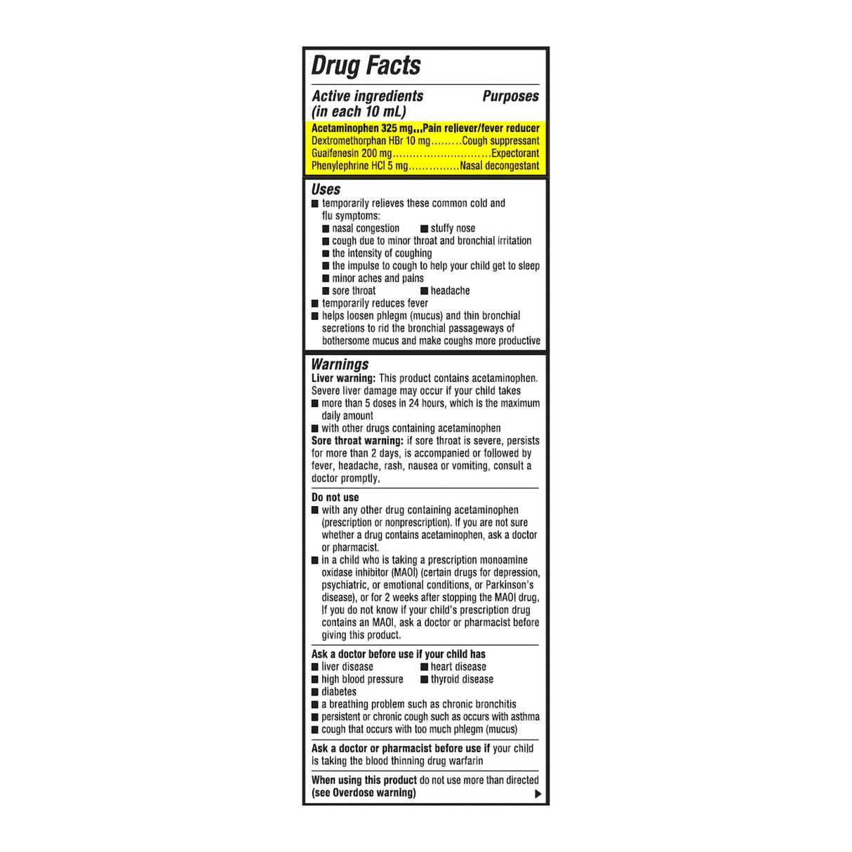 Children's Cold and Cough Relief Children's Mucinex® 325 mg - 10 mg - 200 mg - 5 mg / 10 mL Strength Liquid 4 oz. - BeHope