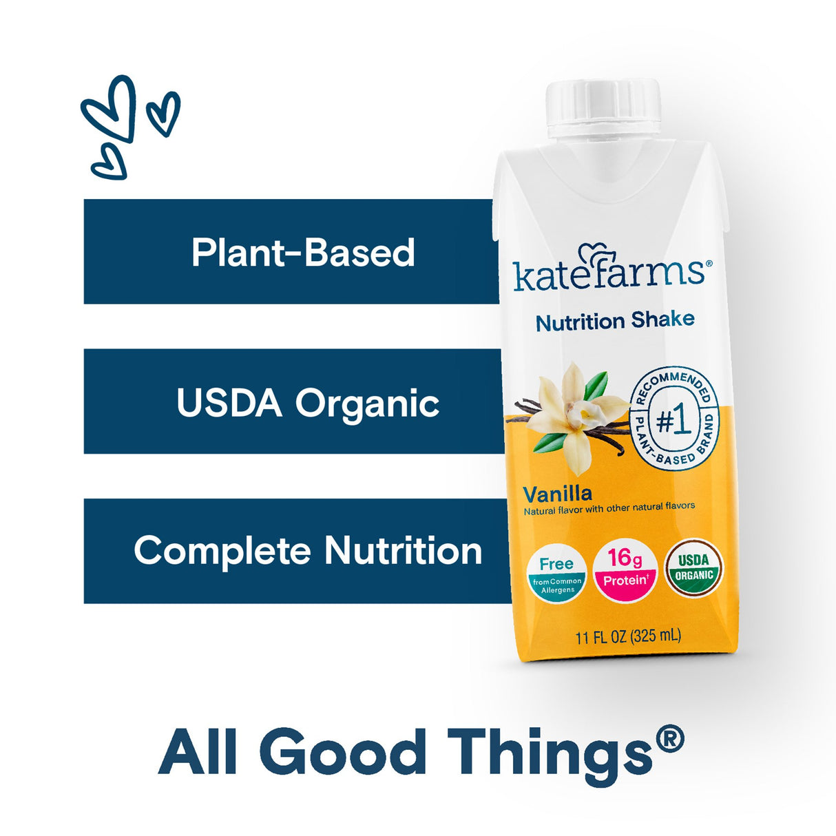 Oral Supplement Kate Farms Nutrition Shake Vanilla Flavor Liquid 11 oz. Carton - BeHope