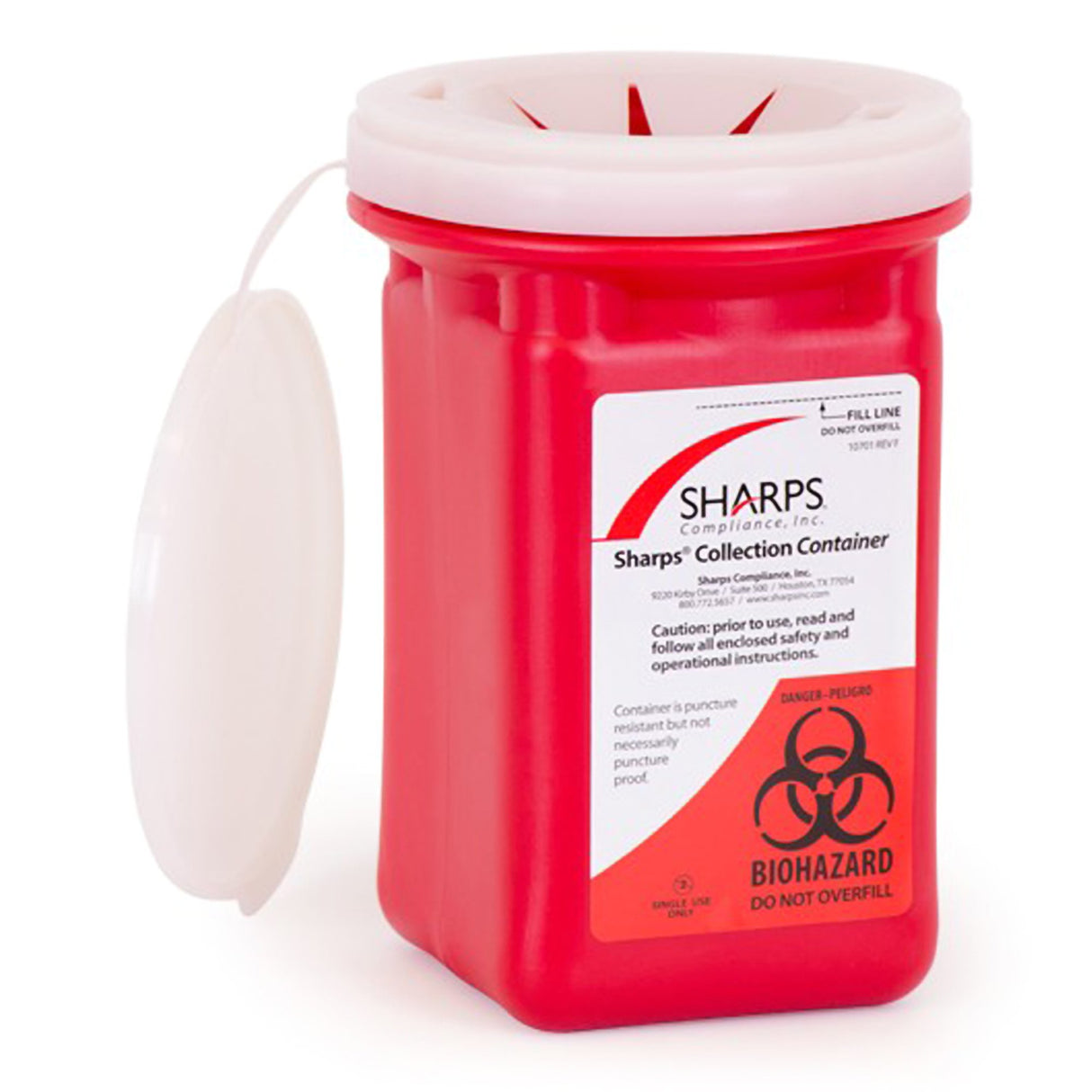 Mailback Sharps Container Sharps Recovery System™ Red Base 4-1/2 L X 4-1/2 W X 7 H Inch Vertical Entry 0.25 Gallon - BeHope