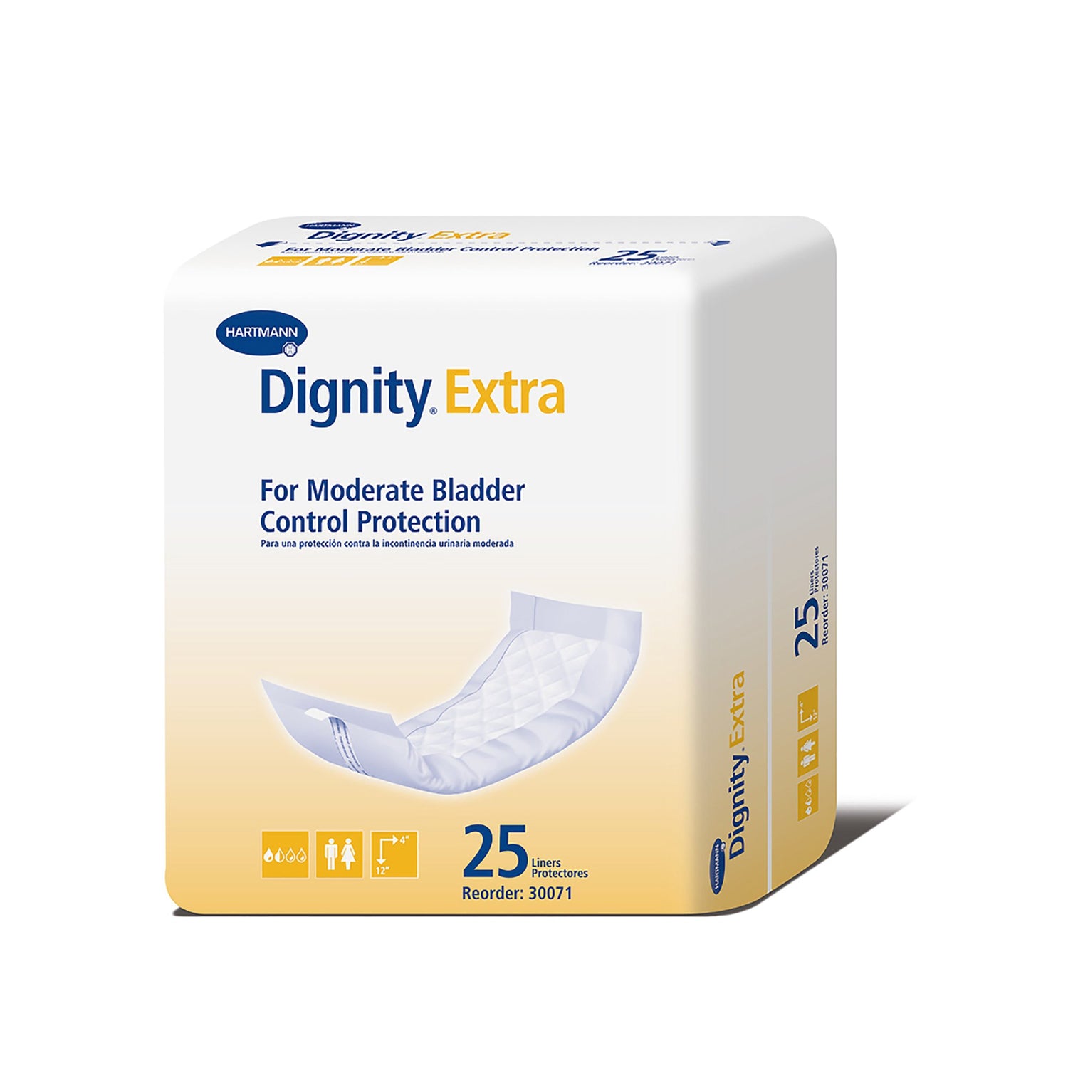 Incontinence Liner Dignity® Extra™ 4 X 12 Inch Moderate Absorbency Polymer Core One Size Fits Most - BeHope