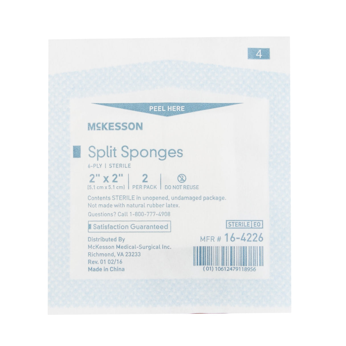 I.V. Sponge McKesson 2 X 2 Inch 6-Ply Sterile 2 per Pack - BeHope