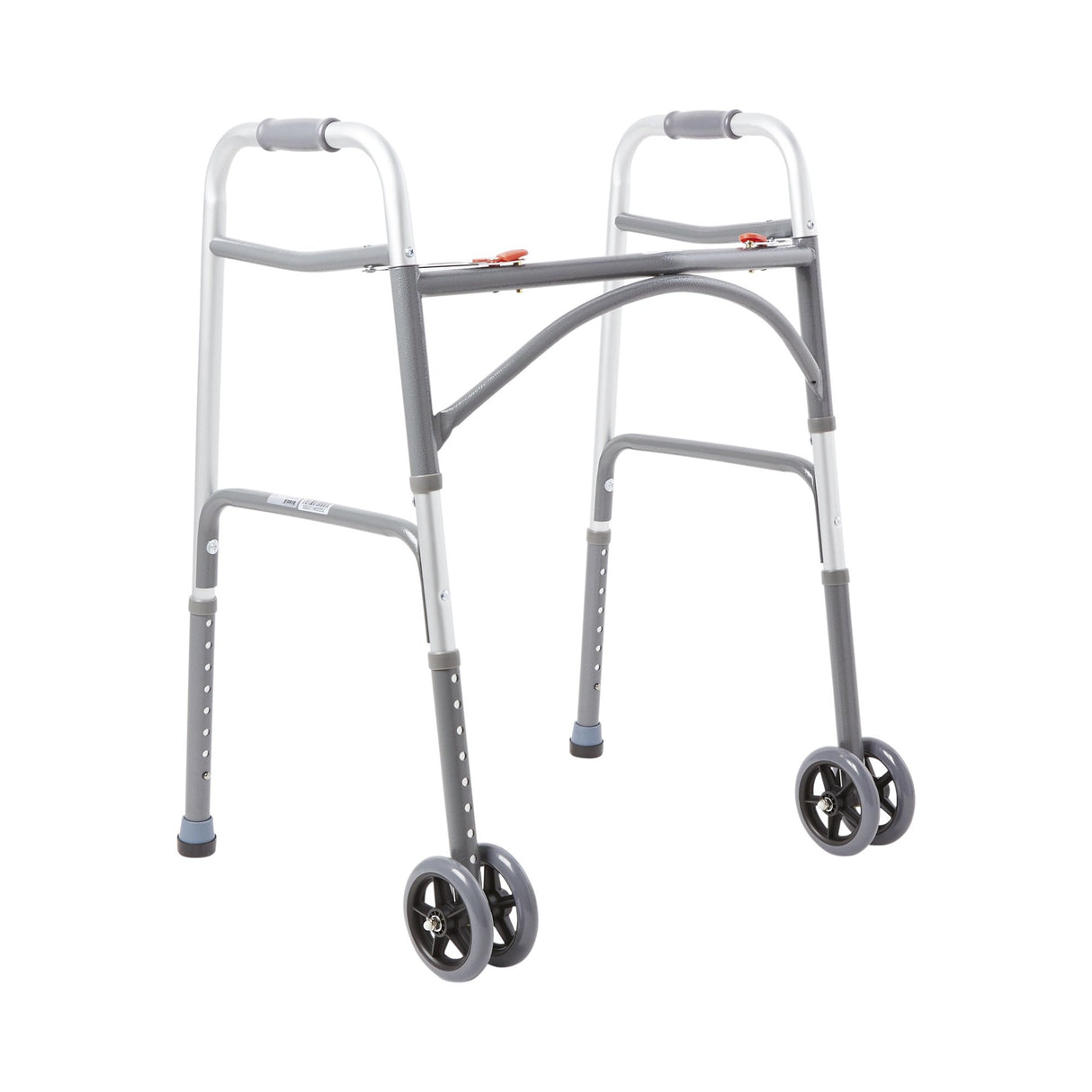 Bariatric Dual Release Folding Walker with Wheels Adjustable Height McKesson Steel Frame 500 lbs. Weight Capacity 32 to 39 Inch Height - BeHope
