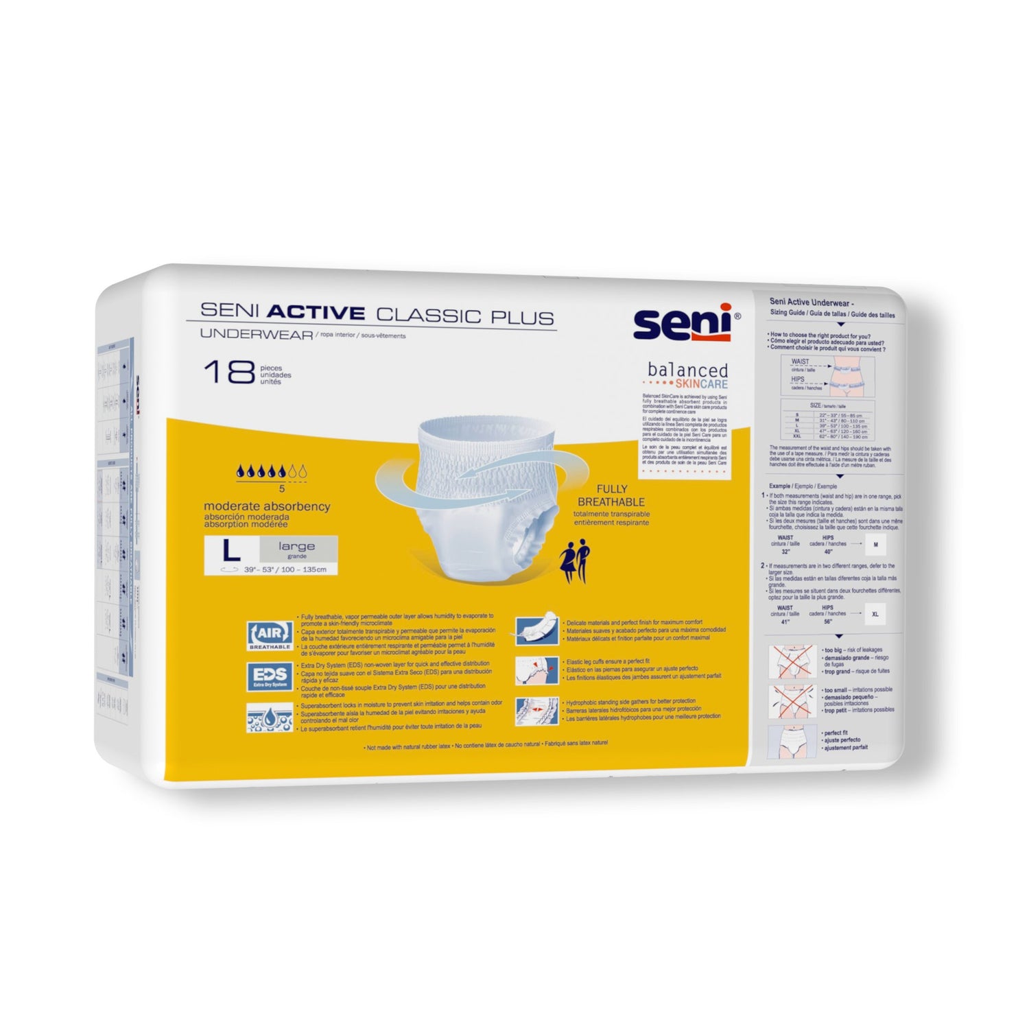 Unisex Adult Absorbent Underwear Seni® Active Classic Plus Pull On with Tear Away Seams Large Disposable Moderate Absorbency - BeHope