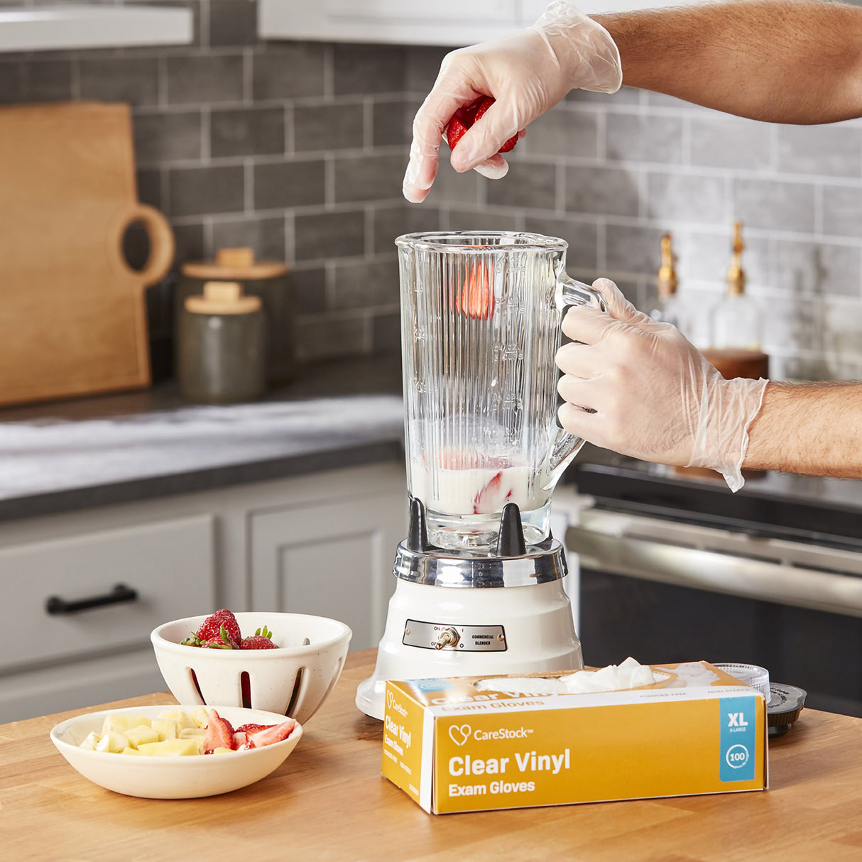 Exam Glove CareStock™ X-Large NonSterile Vinyl Standard Cuff Length Smooth Clear Not Rated - BeHope