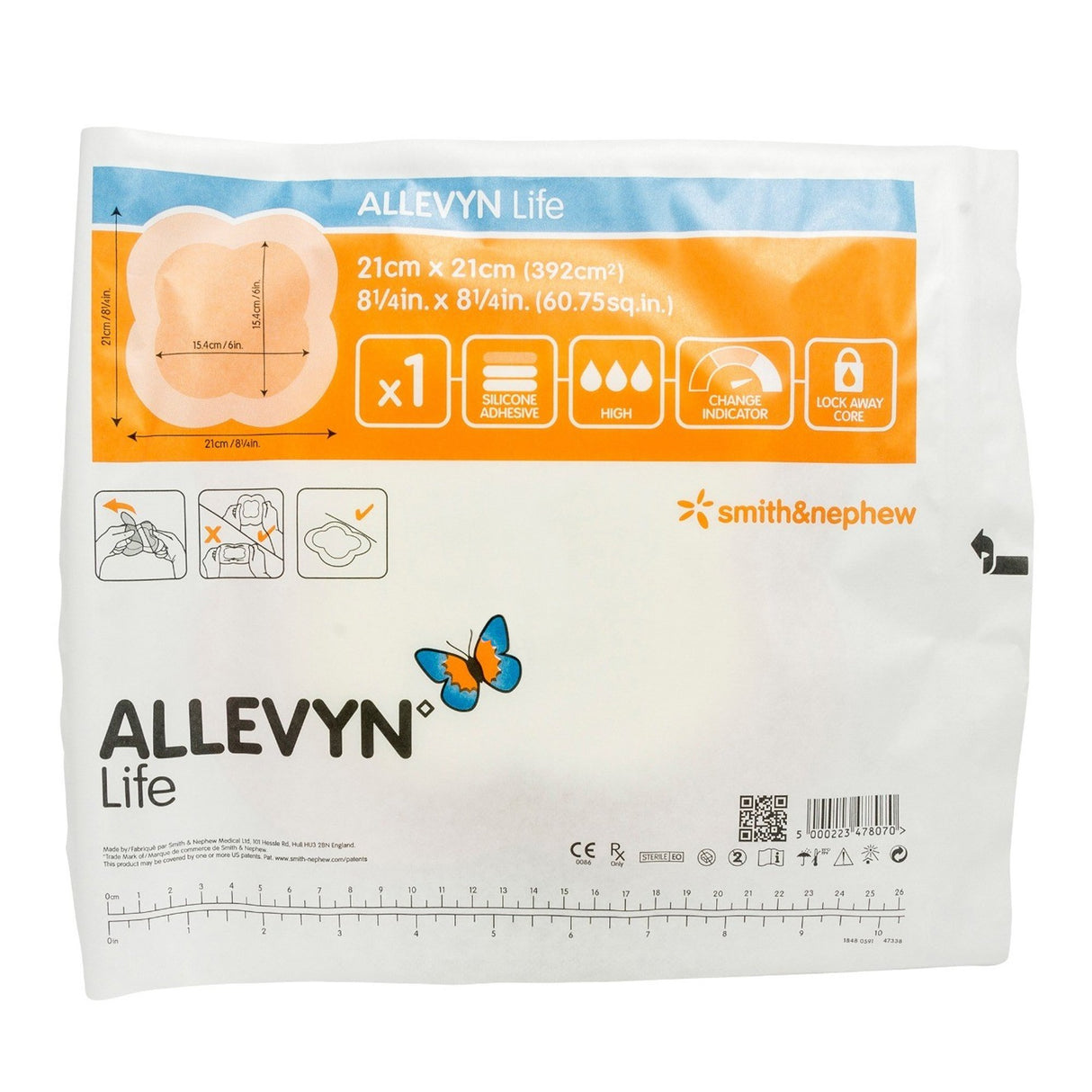 Foam Dressing Allevyn Life 8-1/4 X 8-1/4 Inch With Border Film Backing Silicone Gel Adhesive Quadrilobe Sterile - BeHope