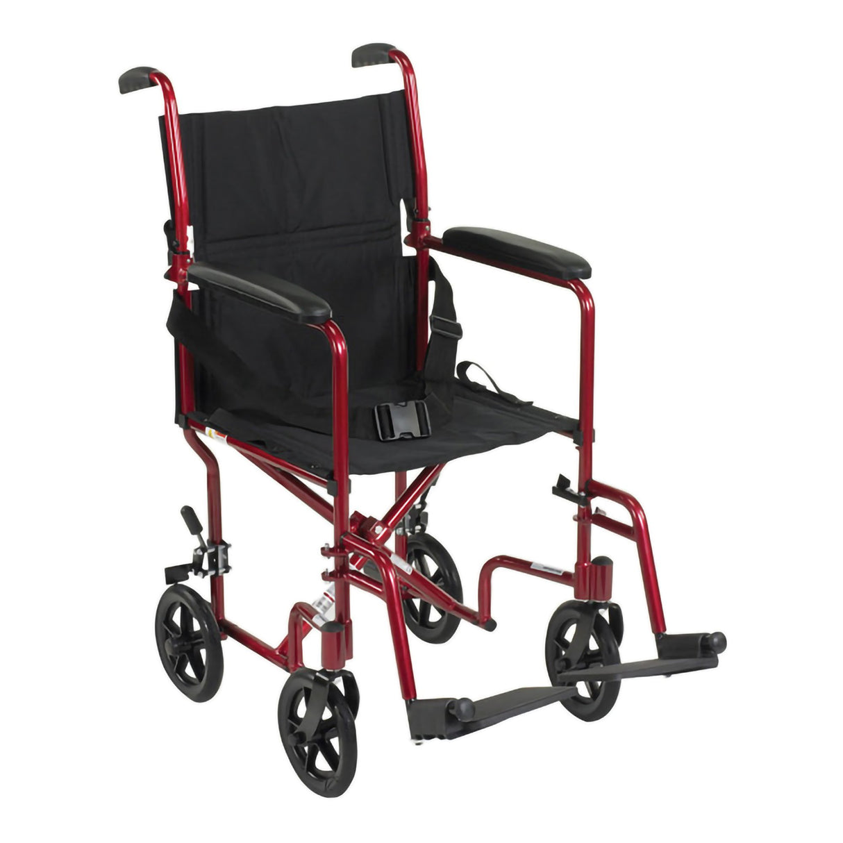 Transport Chair McKesson 19 Inch Seat Width Full Length Arm Swing-Away Footrest Aluminum Frame with Red Finish - BeHope