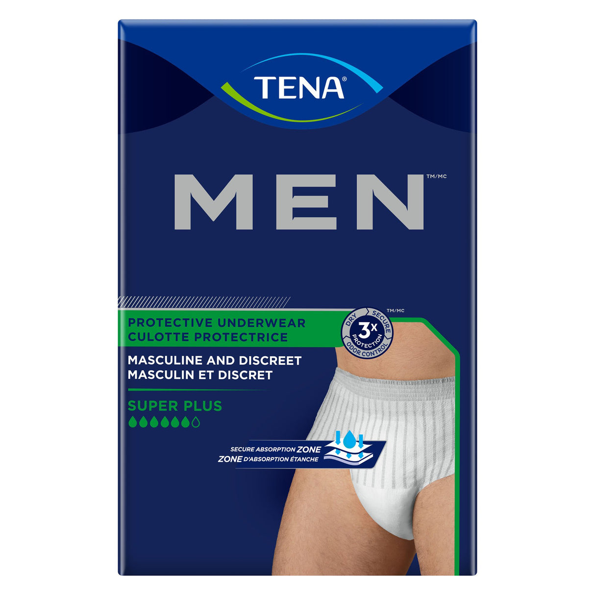 Male Adult Absorbent Underwear TENA® MEN™ Super Plus Pull On with Tear Away Seams Large / X-Large Disposable Heavy Absorbency - BeHope
