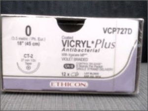 Absorbable Antibacterial Suture with Needle Coated Vicryl™ Plus Polyglactin 910 CT-2 1/2 Circle Taper Point Needle Size 0 Braided - BeHope