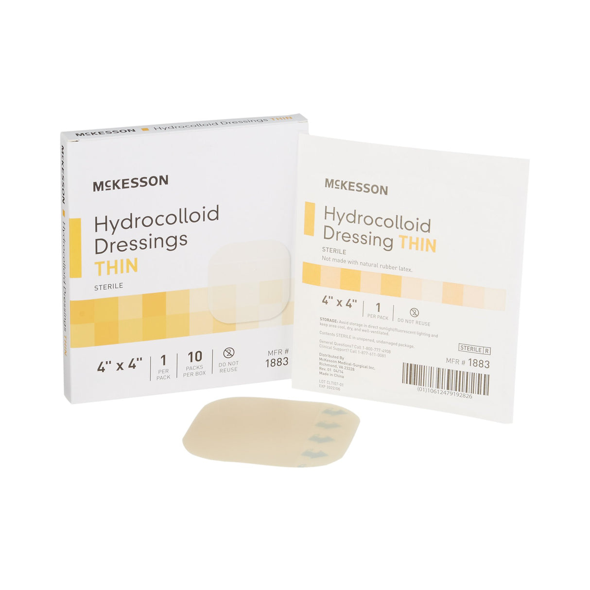 Thin Hydrocolloid Dressing McKesson Film Backing 4 X 4 Inch Square Hydrocolloid / Film - BeHope