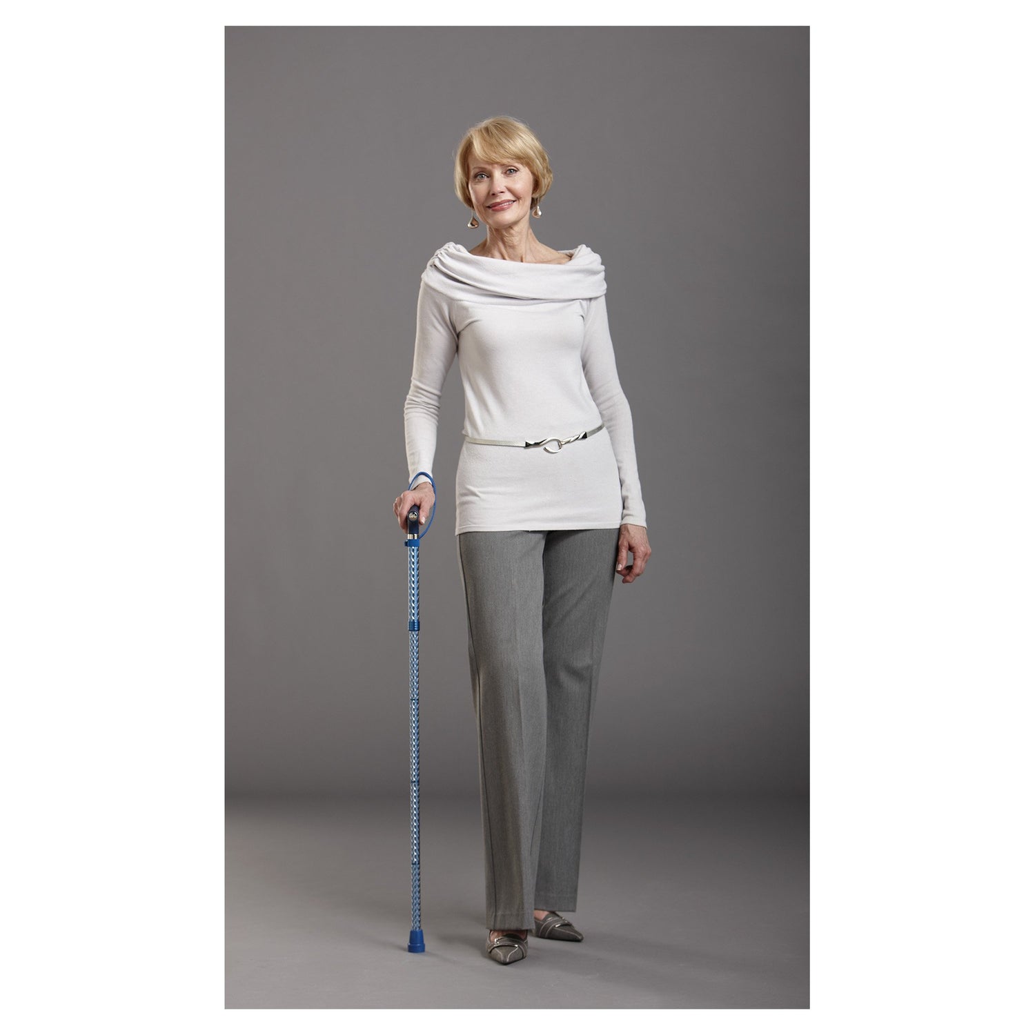 Folding Cane Switch Sticks® Aluminum 32 to 37 Inch Height Azure Blue - BeHope