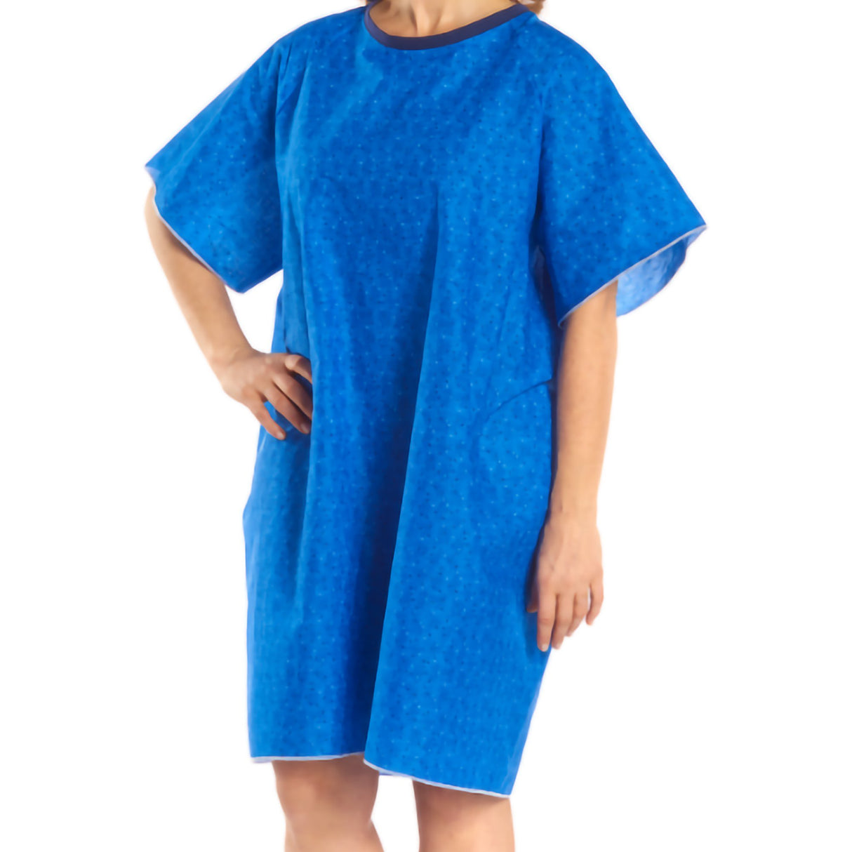 Patient Exam Gown TieBack™ One Size Fits Most Blue Marble Print Reusable - BeHope