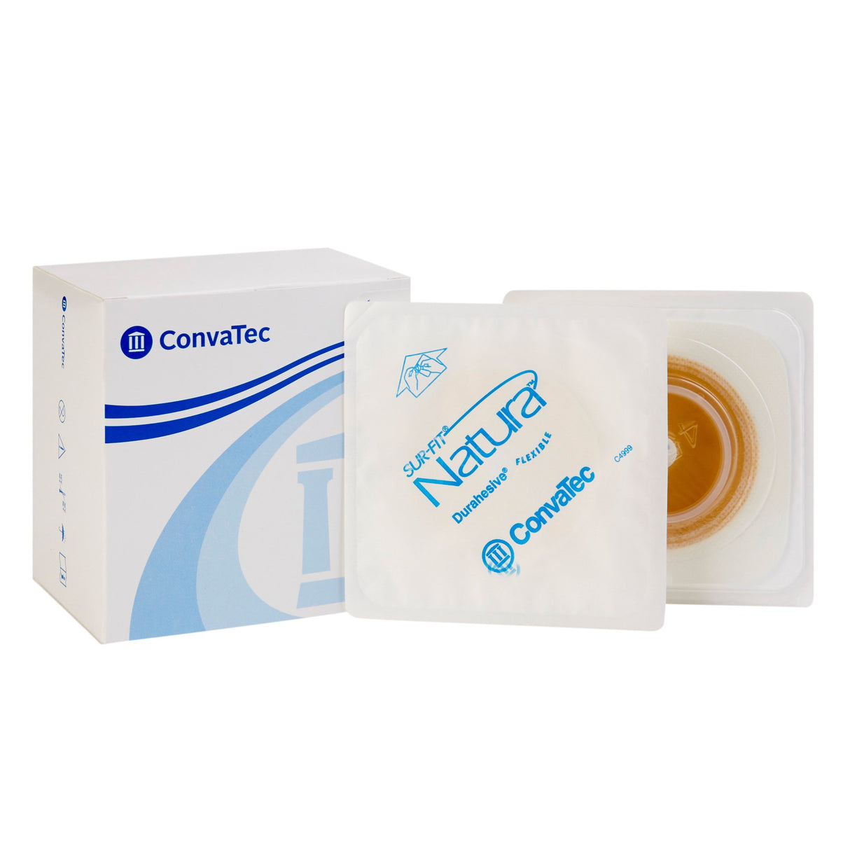 Ostomy Barrier Sur-Fit Natura® Durahesive® Trim to Fit, Extended Wear Durahesive® Adhesive 45 mm Flange Hydrocolloid 1 to 1-1/4 Inch Opening 4-1/2 X 4-1/2 Inch - BeHope