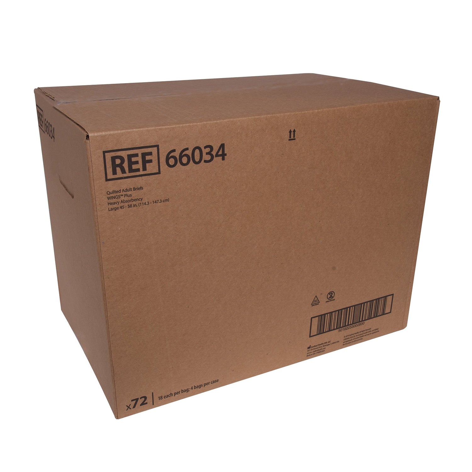 Unisex Adult Incontinence Brief Wings™ Plus Quilted Large Disposable Heavy Absorbency - BeHope