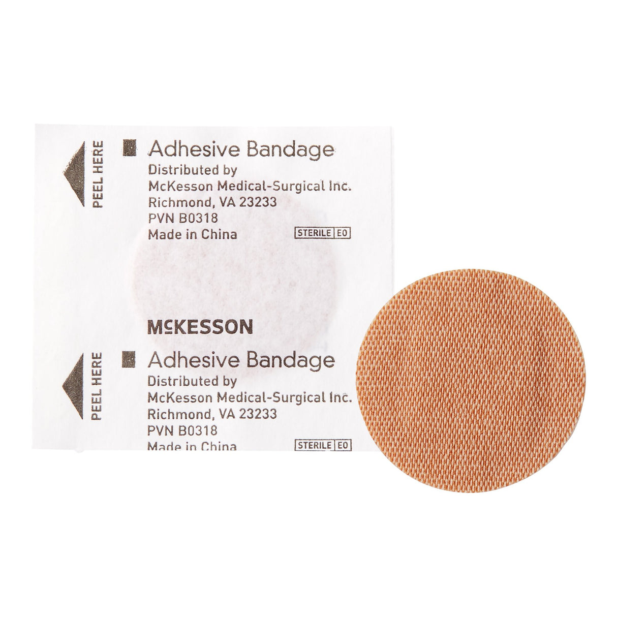 Adhesive Spot Bandage McKesson Fabric Tan 1 Inch Diameter Sterile - BeHope